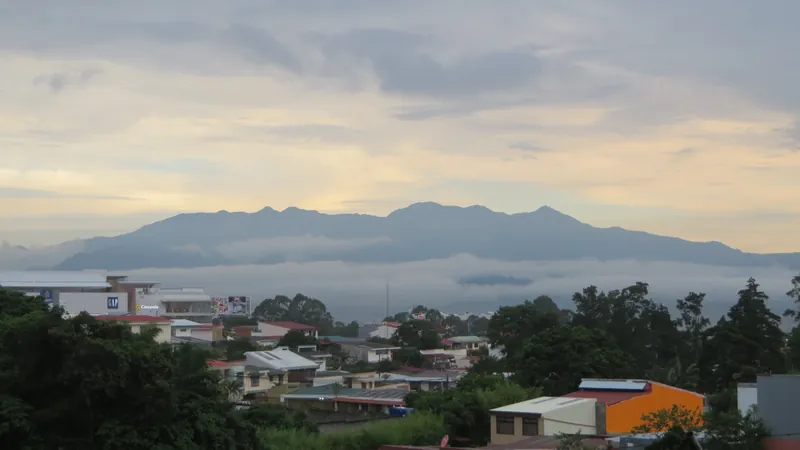 The Cerros de Escazú after evening rain in the rainy season, with San José under cloud in the Central Valley below