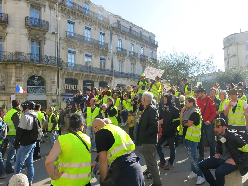 Demonstration der Gelbwesten (Gilets jaunes) in der Innenstadt von Montpellier am 23. Februar 2019