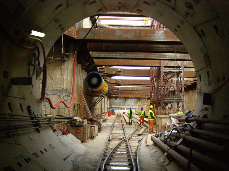 Tunnelbaustelle der Metro Thessaloniki im März 2010 - der 2006 begonnene Bau der Linie 1 wurde erst im November 2024 fertig