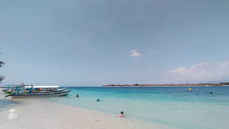 East coast of Gili Trawangan off Lombok, looking towards Gili Meno