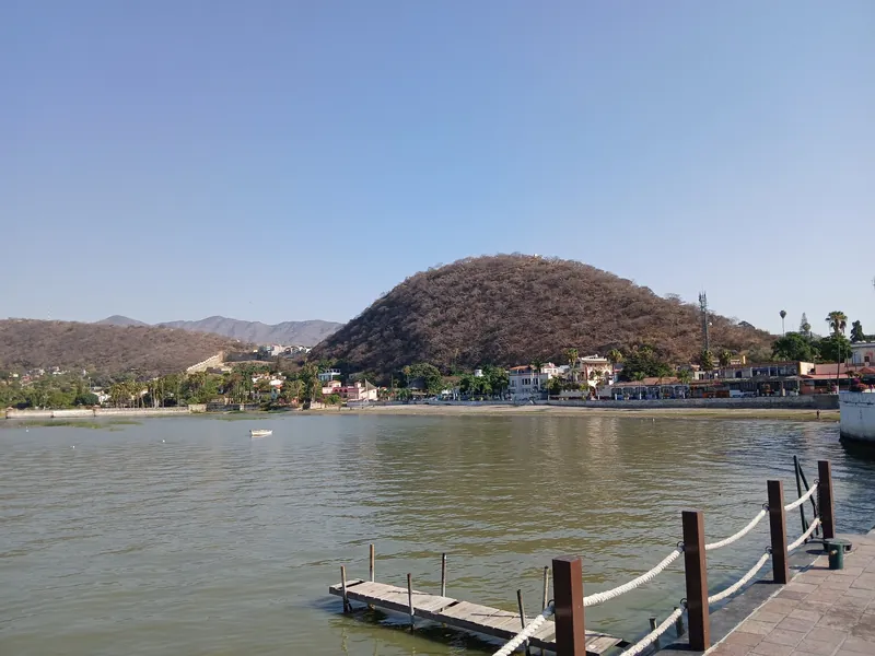Lake Chapala and Cerro San Miguel seen from the shore at Chapala town