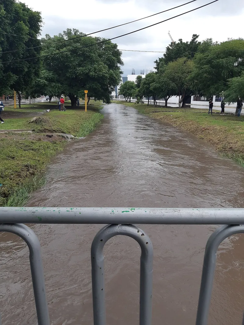 The Río Querétaro in flood in the city during the rainy season, 30 August 2021