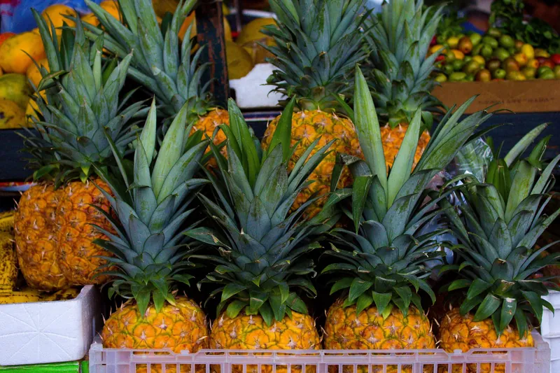 Ananas am Obststand im Markt von El Valle de Antón