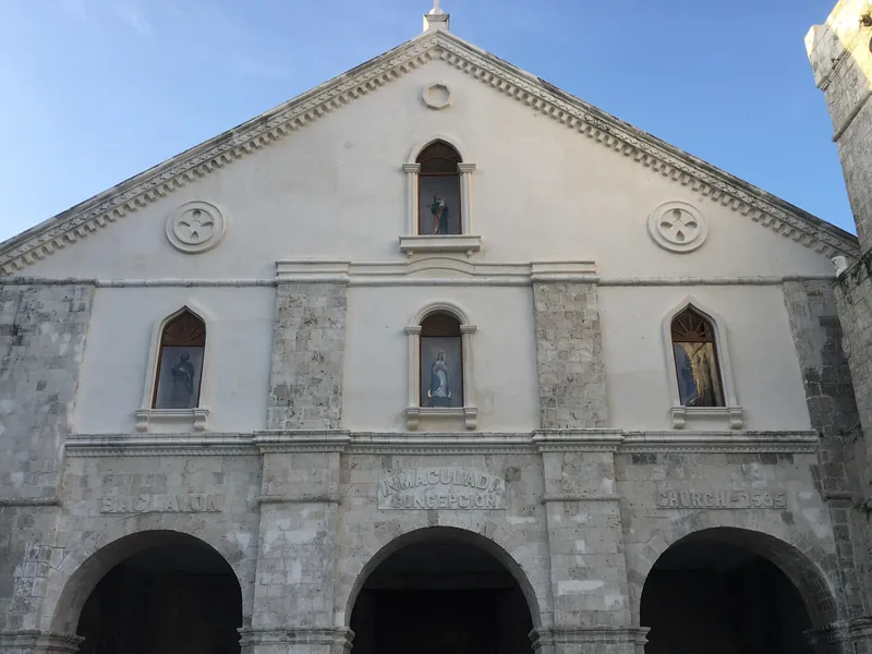Facade of La Purisima Concepcion church in Baclayon, Bohol, restored after the 2013 earthquake