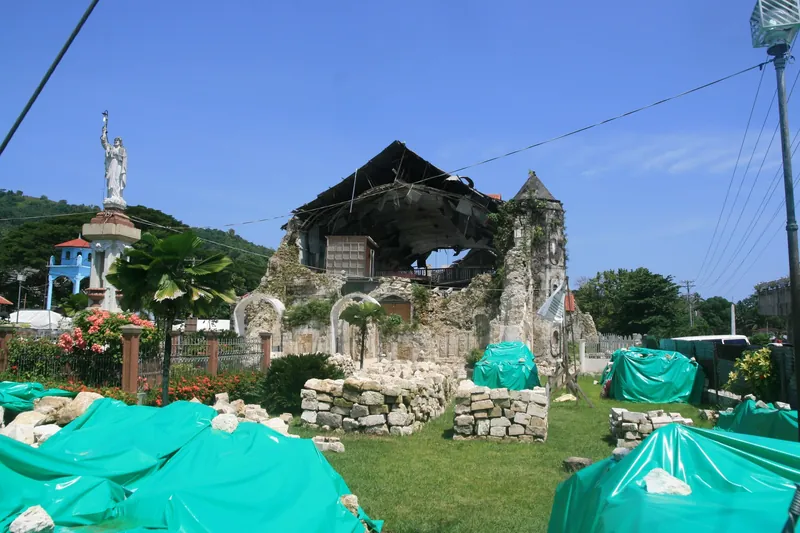 Ruins of Loboc church after the October 2013 Bohol earthquake, photographed in 2014