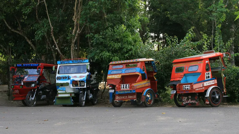 Parked tricycles, the main form of local transport on Bohol