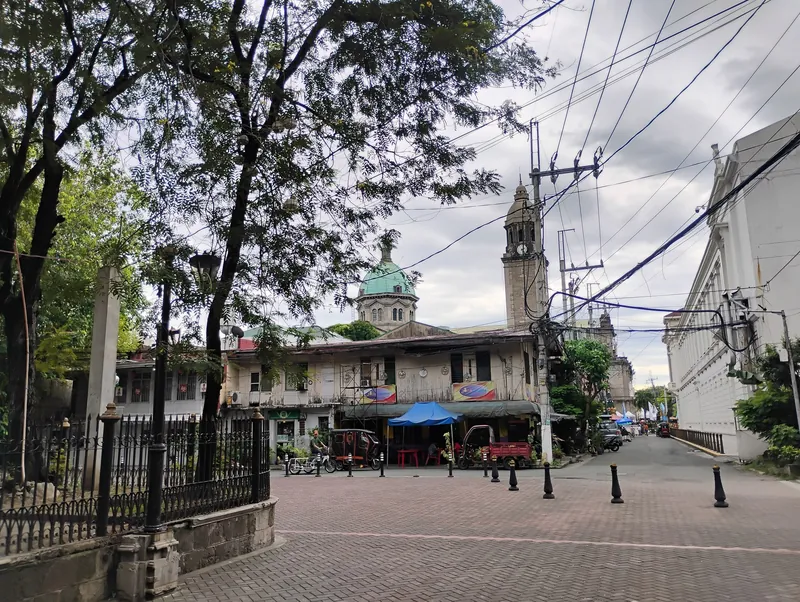Postigo Street in Manila's walled city of Intramuros, looking towards the cathedral tower