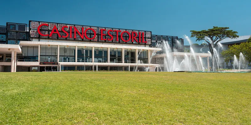 Casino Estoril with the fountain in its garden park, Estoril, Cascais municipality