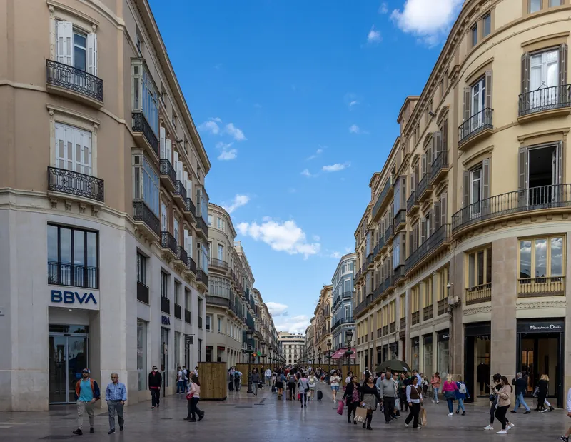 Pedestrianised Calle Marqués de Larios in central Malaga