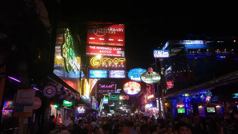 Neon bar signs on Walking Street, Pattaya's nightlife strip