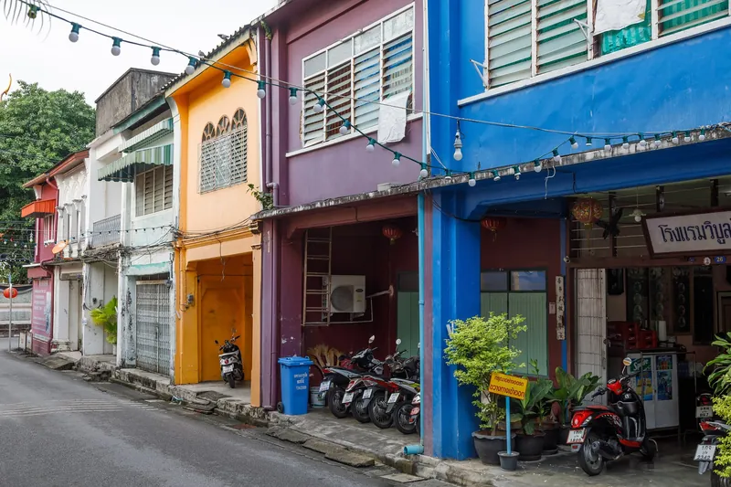 Painted shophouses on Thalang Road in Phuket Old Town
